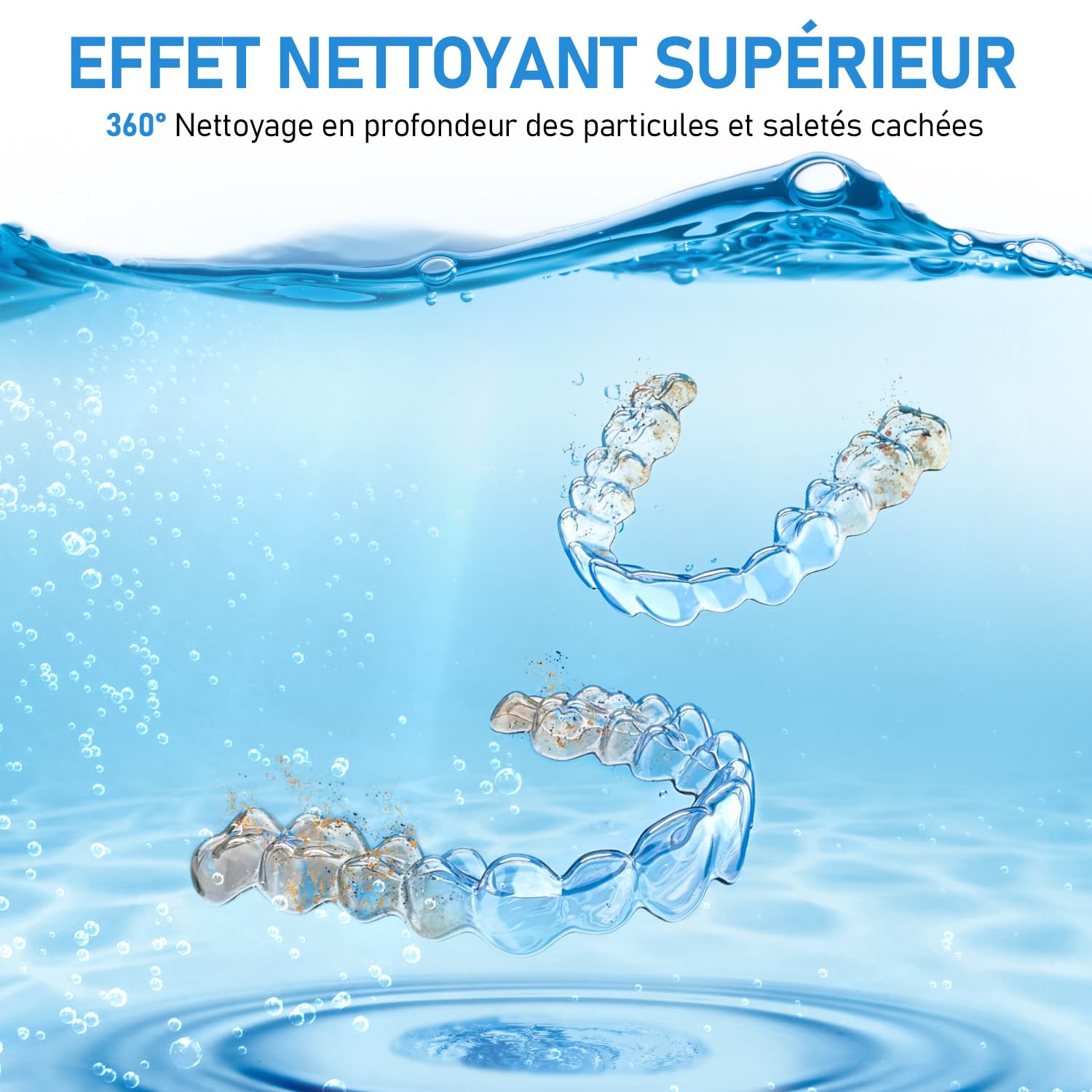 Nettoyeur Ultrasons, 50kHz Dental Pod, 250ML Ultrasonic Cleaner, Nettoyant Ultrason avec 6 UV Lampe pour Prothèses Dentaires, Gouttière Dentaire, Retainer, Bijoux Noir Mat Noble